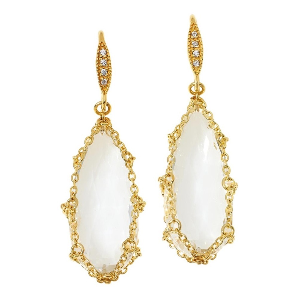 Just beautiful Rarities Gemstone‎ Gold-Plated Chain Drop Earrings
